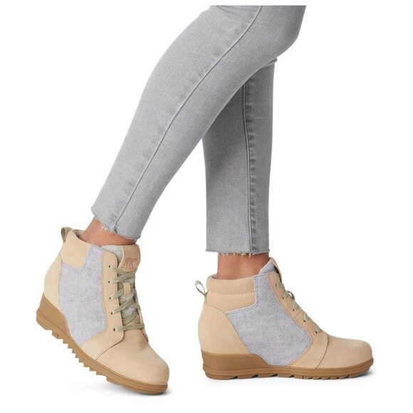 Sorel Evie Waterproof Ankle Booties Wedge Booties In Ceramic - Picture 2 of 8